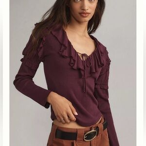 Anthropologie Long sleeve Ruffle Top